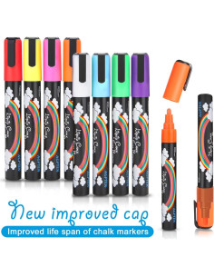 Bolígrafo Marcador Fluorescente AGPTEK 8 Colores para Pizarra LED 2