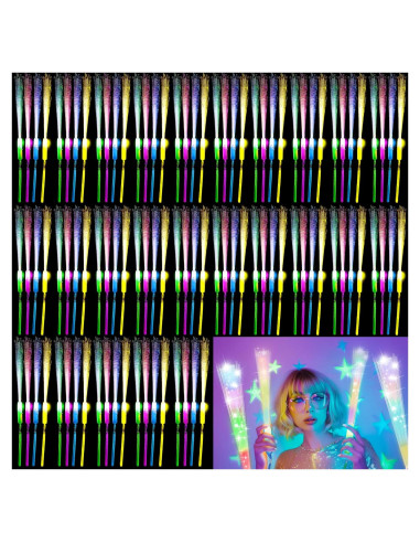 100 Varitas Brillantes de Fibra Óptica LED para Fiestas