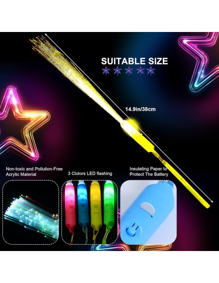 100 Varitas Brillantes de Fibra Óptica LED para Fiestas