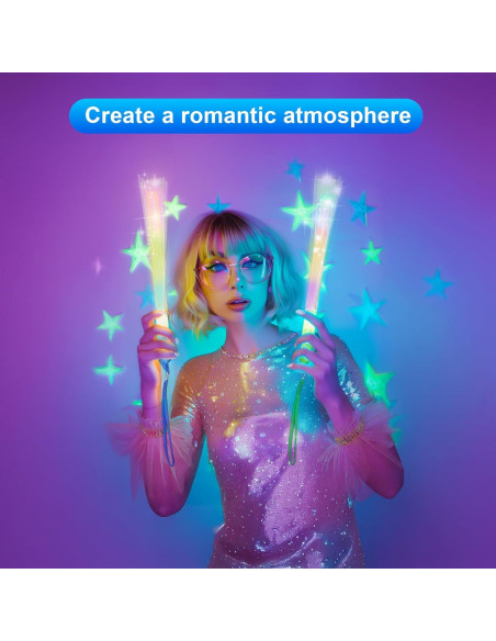 100 Varitas Brillantes de Fibra Óptica LED para Fiestas