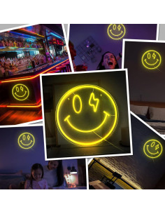 Cartel de Neón LED Amarillo Cara Sonriente 35 cm NEONIP 2