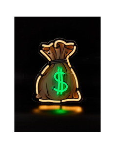 Letrero de Neón LED Bolsa de Dinero 29x22cm Decoración 2