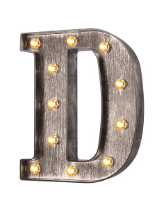 Letra Iluminada Vintage Glintee D Plateada 22cm Decoración