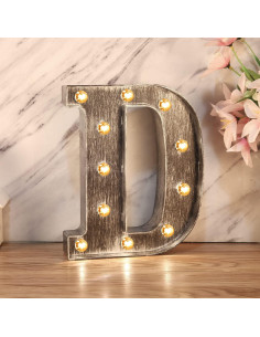 Letra Iluminada Vintage Glintee D Plateada 22cm Decoración 2