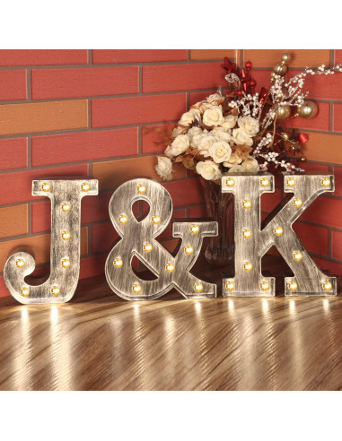 Letra Iluminada Vintage Glintee D Plateada 22cm Decoración