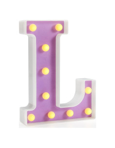 Luz LED Decorativa Letra L Pooqla Púrpura 22 cm
