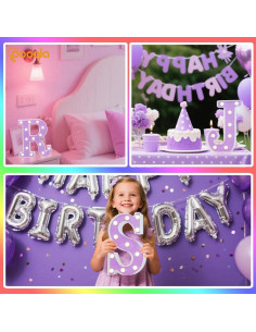 Luz LED Decorativa Letra L Pooqla Púrpura 22 cm 2