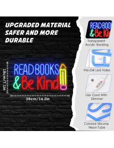 Letrero de Neón LED Yao Yun 'Leer Libros y Ser Amable' 36x18cm 2