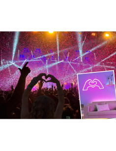 Cartel de Neón Corazones con Manos HMASYO LED Rosa 40x20cm 2