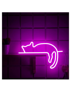 Letrero de Neón LED Gato Kathfly 35x23 cm USB Decoración