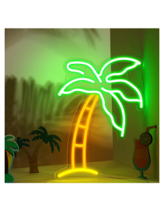Letrero LED Neón Palma ROCEEI 36x27 cm Verde USB Decorativo