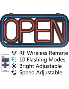 Cartel Abierto Neón LED 61x30cm Wetcocke con Control Remoto 2