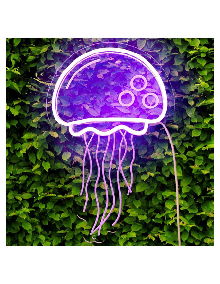 Cartel de Neón LED Medusa Púrpura 3D para Decoración Cartel de Neón LED Medusa Púrpura 3D para Decoración
