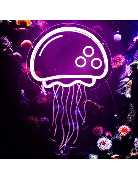 Cartel de Neón LED Medusa Púrpura 3D para Decoración Cartel de Neón LED Medusa Púrpura 3D para Decoración