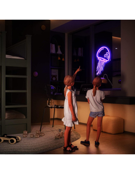 Cartel de Neón LED Medusa Púrpura 3D para Decoración Cartel de Neón LED Medusa Púrpura 3D para Decoración