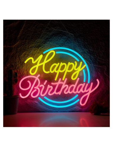 Letrero de Neón Feliz Cumpleaños NEONLAND 43x30.5cm USB