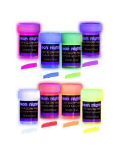 Set de Pintura Acrílica Brillante 2-en-1 Noches de Neón - 8 x 20 ml