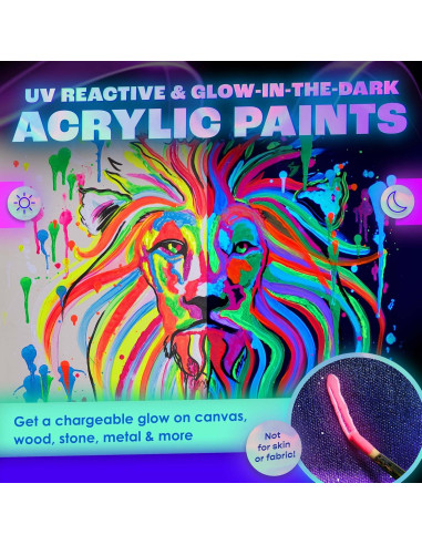 Set de Pintura Acrílica Brillante 2-en-1 Noches de Neón - 8 x 20 ml