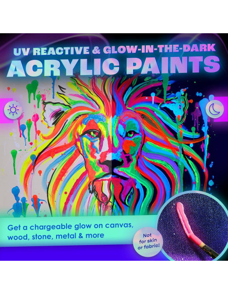 Set de Pintura Acrílica Brillante 2-en-1 Noches de Neón - 8 x 20 ml