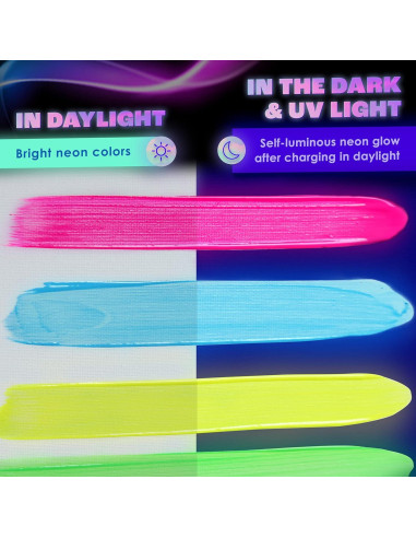 Set de Pintura Acrílica Brillante 2-en-1 Noches de Neón - 8 x 20 ml