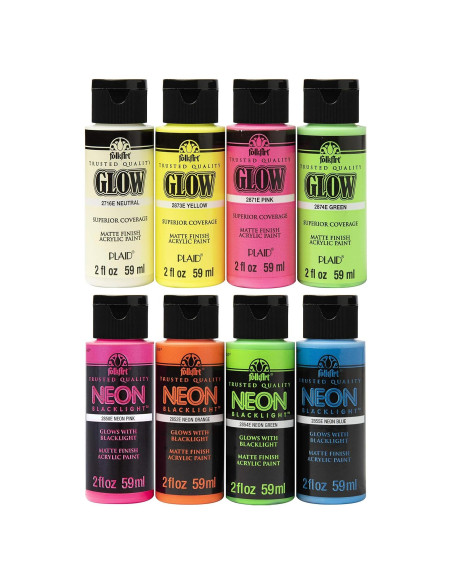 Juego de Pintura Acrílica FolkArt Neon Glow 8 Colores 472 ml
