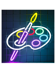 Letrero de Neón Colorido AUGELRE Paleta de Pintura LED 38.7x33.5cm