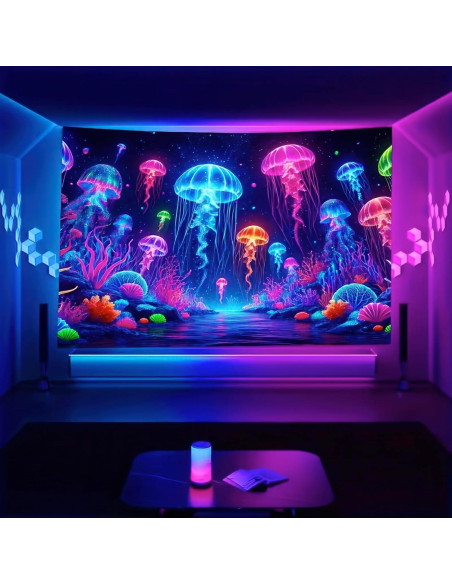 Tapiz de Medusas BlissYard UV Reactivo 150 x 200 cm