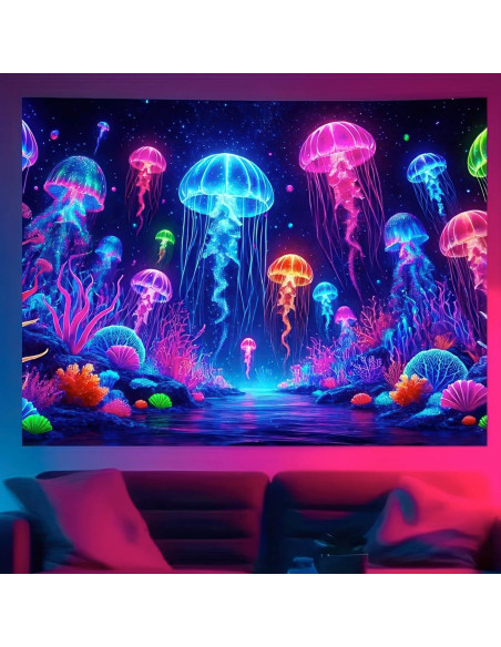 Tapiz de Medusas BlissYard UV Reactivo 150 x 200 cm
