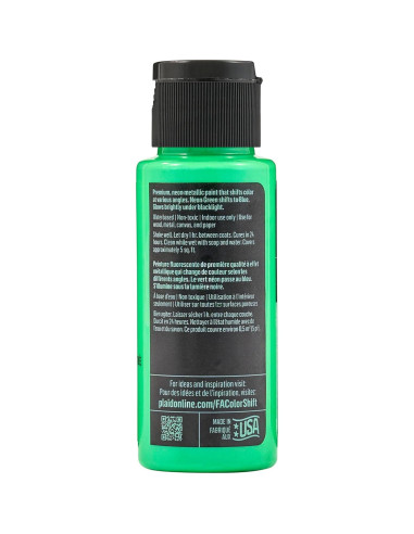 Pintura Acrílica FolkArt Color Shift Blacklight Verde Neón 59ml