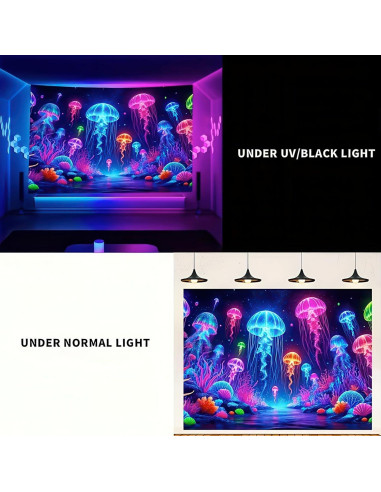 Tapiz de Medusas BlissYard UV Reactivo 150 x 200 cm