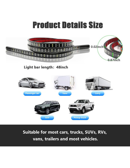 Barra de Luz LED Kewucn 122 cm Doble Fila Impermeable