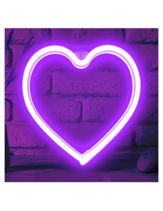 Luz de Corazón de Neón LED Kreyfer 21x20 cm Púrpura