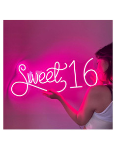 Letrero de Neón LED Sweet 16 HDJSIGN Rosa 50.8x20.3 cm