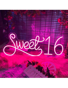 Letrero de Neón LED Sweet 16 HDJSIGN Rosa 50.8x20.3 cm 2
