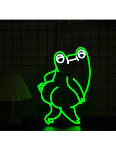 Letrero de Neón Rana Verde Qetibwk para Decoración de Pared 2