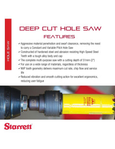 Sierra de Agujero Profunda Starrett 5,08 cm HSS Bi-Metal 2