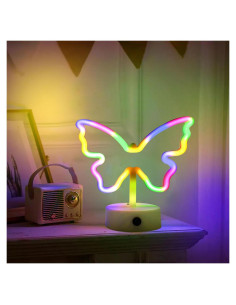 Luz de Neón Mariposa Multicolor Gpurplebud - 20 cm