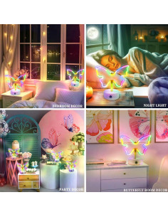 Luz de Neón Mariposa Multicolor Gpurplebud - 20 cm 2