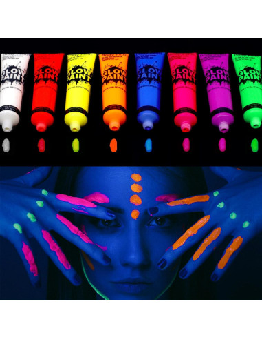 Set de Pintura Facial y Corporal Neón Lookmee - 8 Tubos 30ml