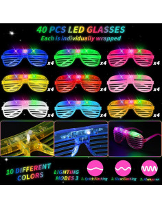 76 Piezas Tubos Brillantes y Gafas LED Oleitodh para Fiesta 2