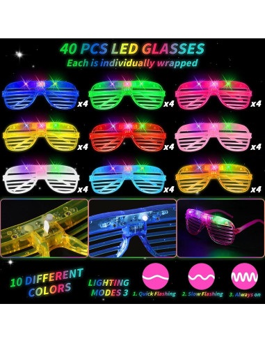 76 Piezas Tubos Brillantes y Gafas LED Oleitodh para Fiesta