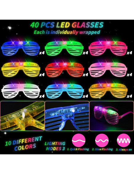 76 Piezas Tubos Brillantes y Gafas LED Oleitodh para Fiesta
