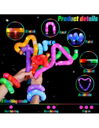 76 Piezas Tubos Brillantes y Gafas LED Oleitodh para Fiesta