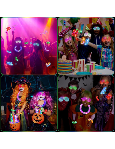 76 Piezas Tubos Brillantes y Gafas LED Oleitodh para Fiesta