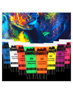 Kit de Pintura Facial y Corporal UV Neón Bowitzki 8 Tubos 10ml