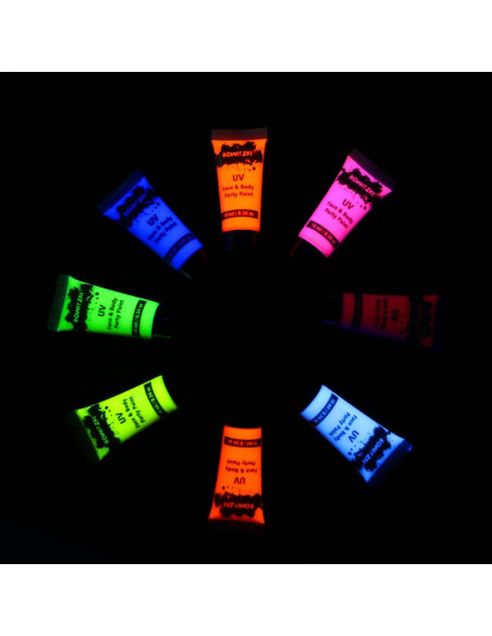 Kit de Pintura Facial y Corporal UV Neón Bowitzki 8 Tubos 10ml