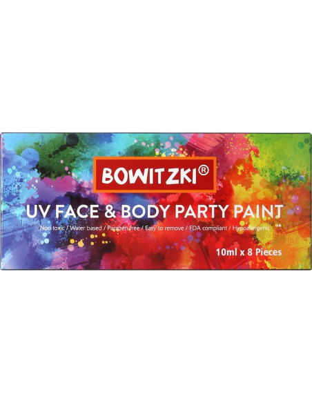 Kit de Pintura Facial y Corporal UV Neón Bowitzki 8 Tubos 10ml
