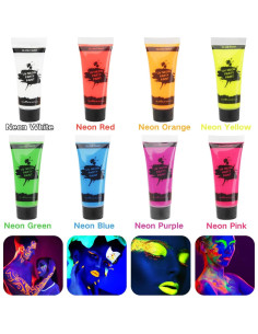 Pintura Facial y Corporal Neón UV MEICOLY 8 Tubos Lavable 2