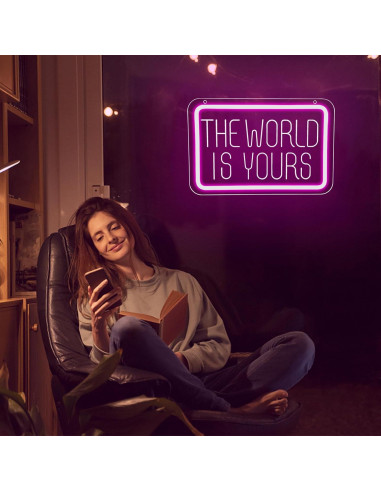 Letrero Neón LED El Mundo Es Tuyo 30x20 cm Blecode