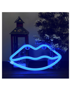Luz de Neón Labio Azul Woohaha 27.5x14 cm Decorativa